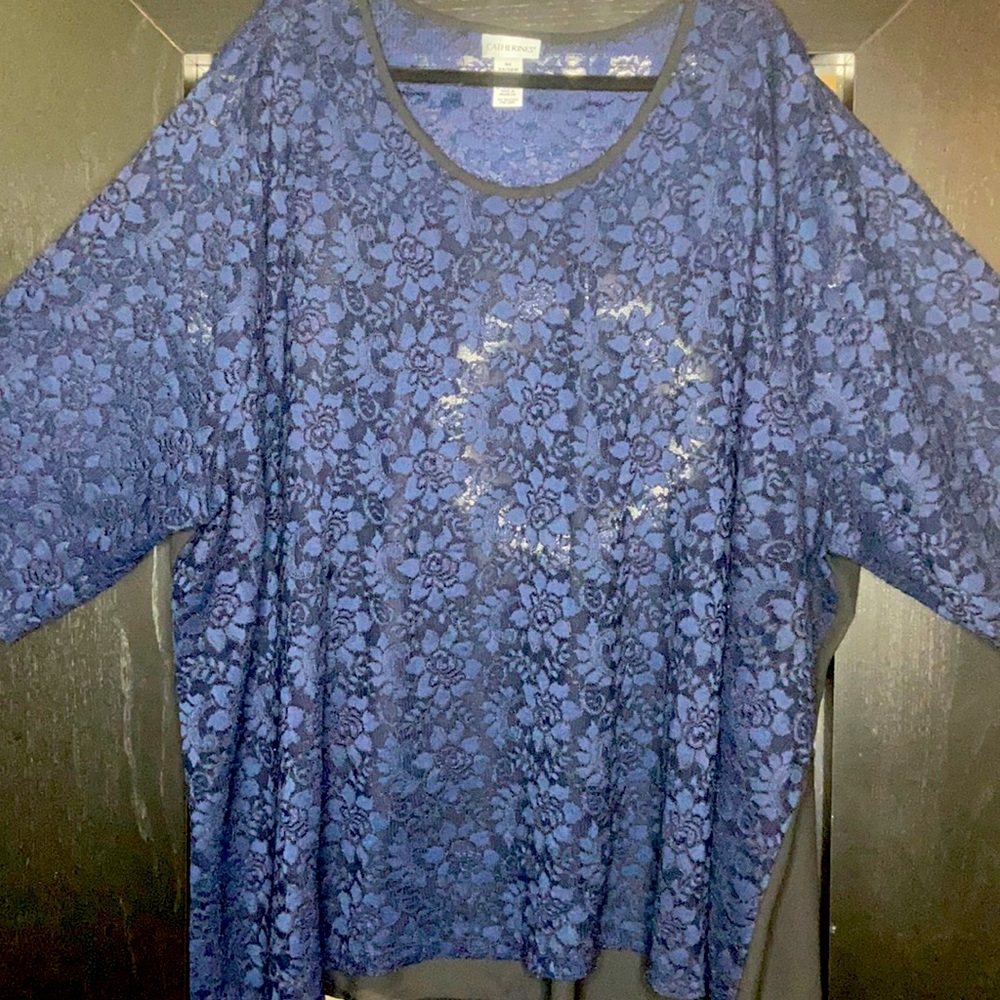 Catherine's Navy Black Floral Lightweight Tunic 5x